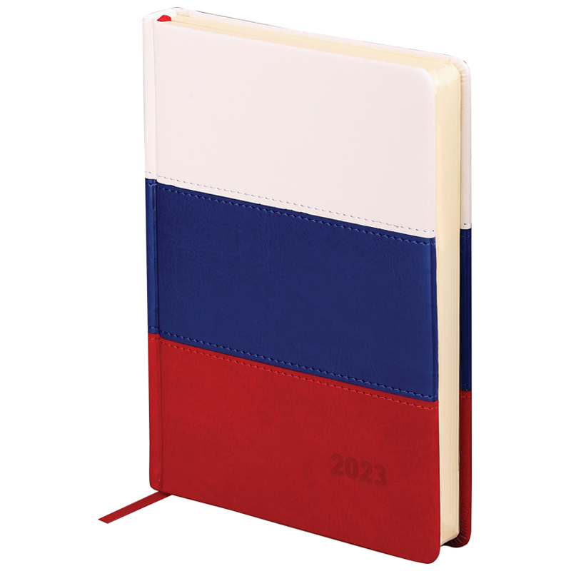 Ежедневник датированный 2023г., A5, 176л., кожзам, OfficeSpace "Flag", триколор
