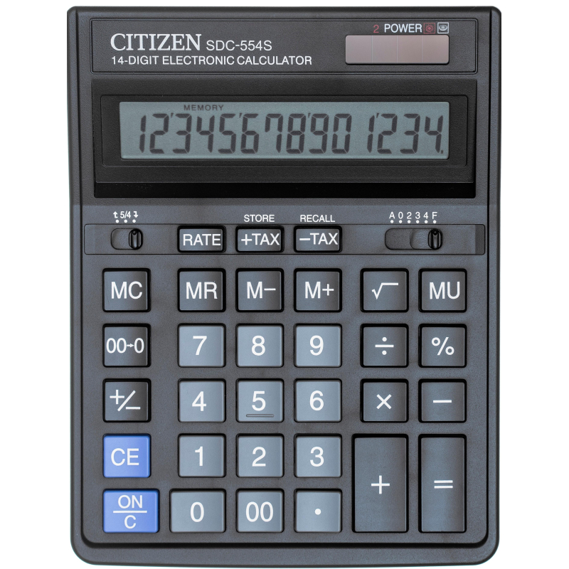 Калькулятор настольный ПОЛНОРАЗМЕРНЫЙ CITIZEN бухг. SDC-554S 14 разр. DP