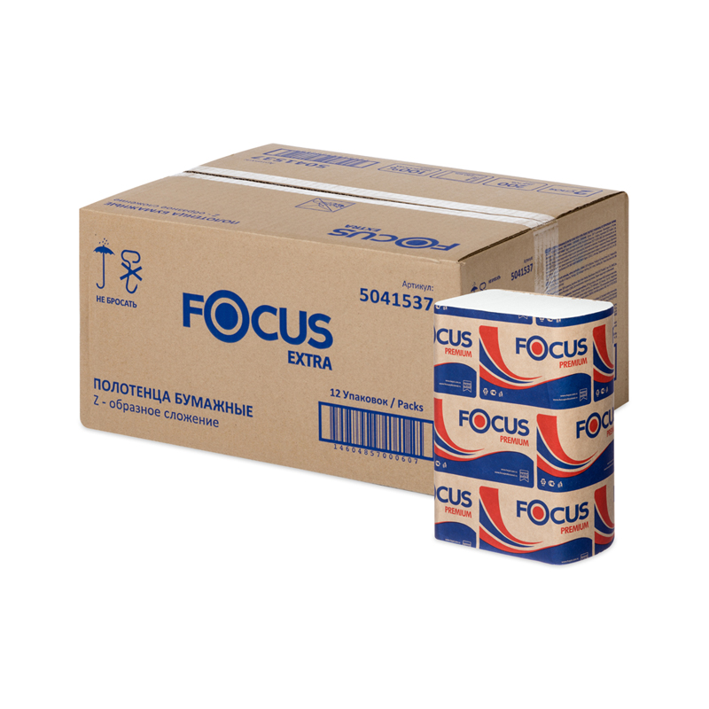 Полотенца бумажные лист. Focus (Z-сл) 2-слойные, 200л/пач. 20*24см, белые