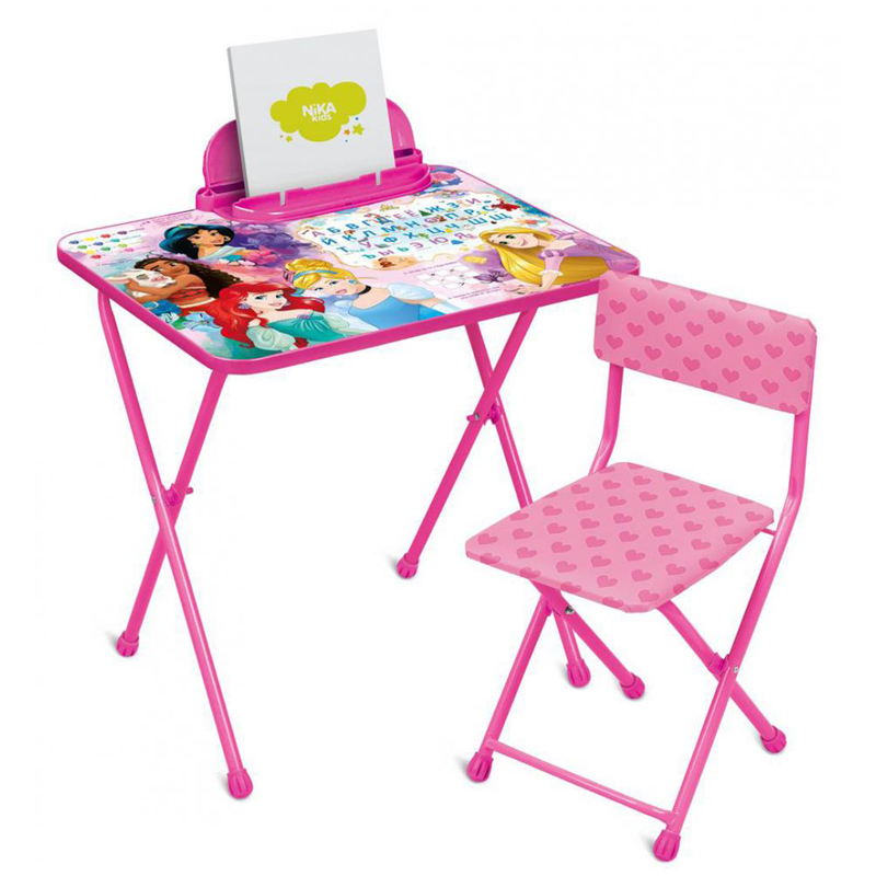 Набор складной мебели (стол + стул) Nika kids Д2П Disney "Принцессы", ламинир. столешница, сиденье мягкое/ткань, розовый