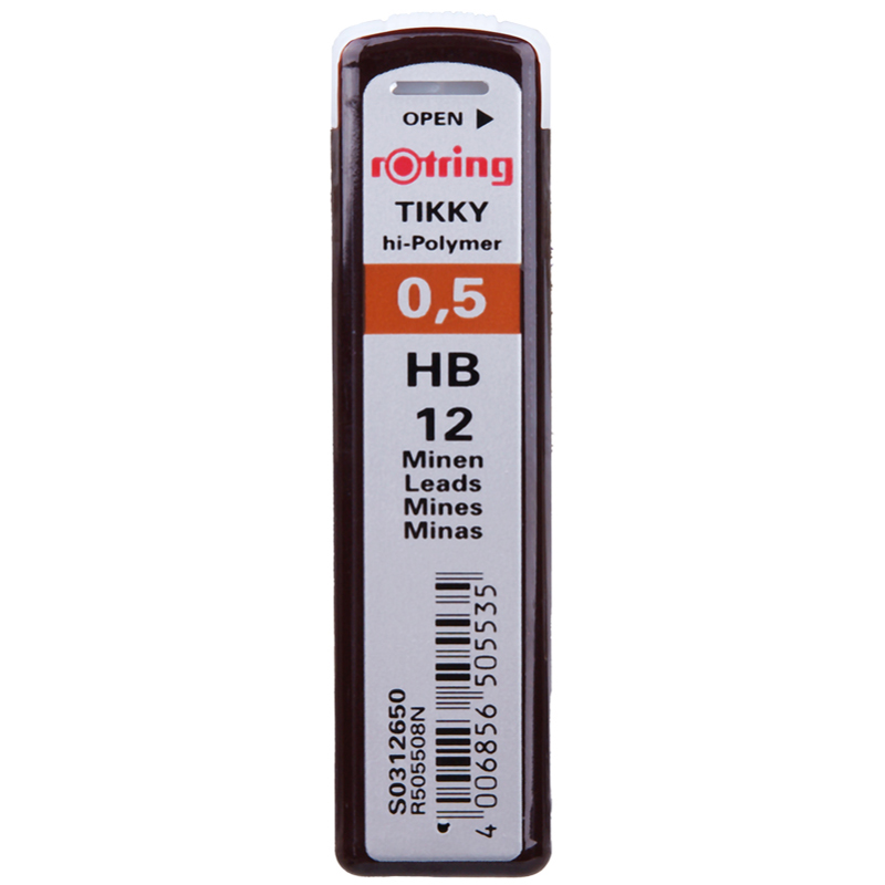 Грифели для механических карандашей Rotring "Tikky", 12шт., 0,5мм, HB