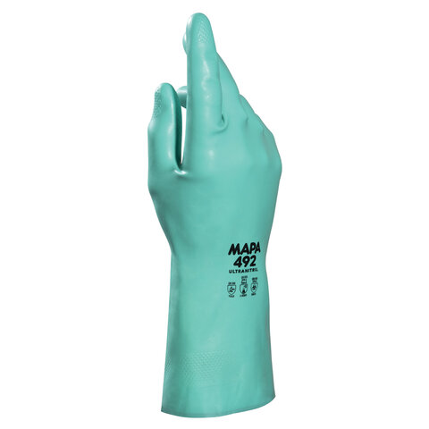 Перчатки нитриловые MAPA Ultranitril 492, хлопчатобумажное напыление, размер 9 (L), зеленые