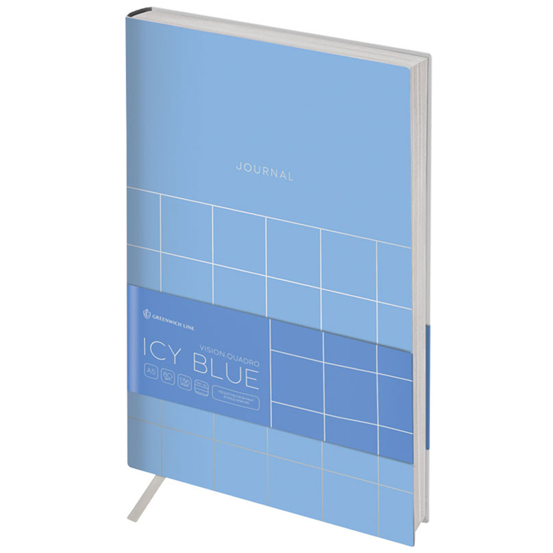 Ежедневник недатир. A5, 136л., кожзам, Greenwich Line "Vision. Quadro. Icy blue", тон. блок, срез фольга