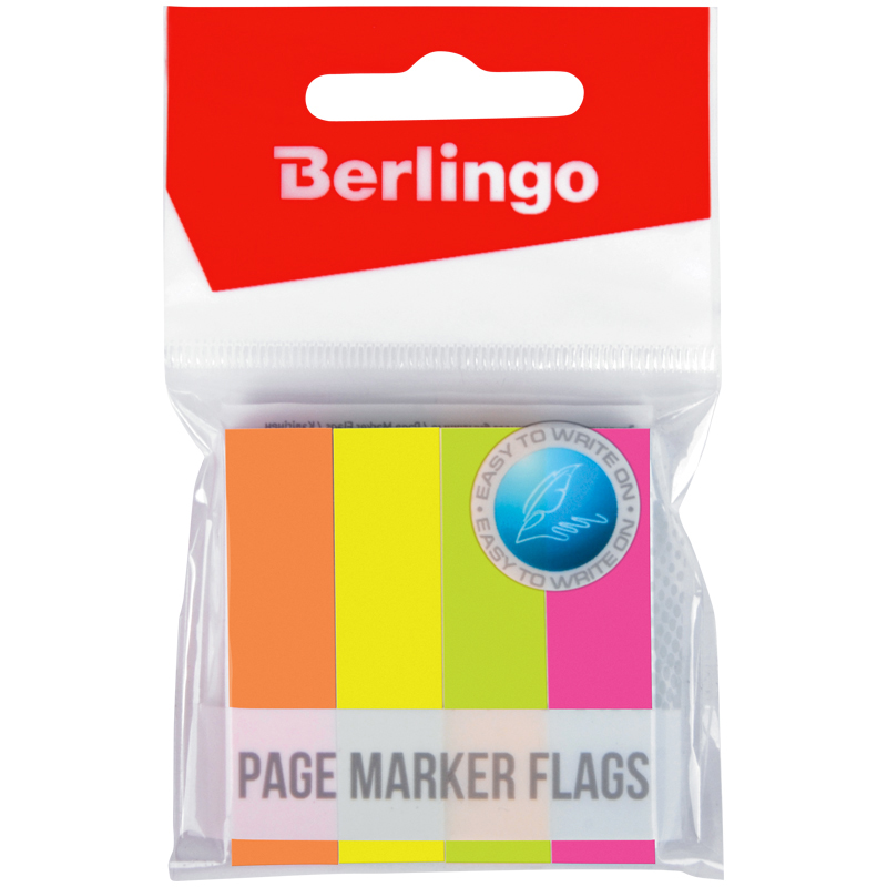 Флажки-закладки Berlingo, 12*50мм, 100л*4 неоновых цвета