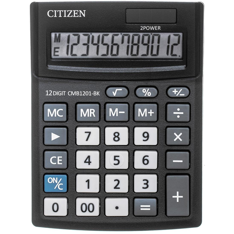 Калькулятор настольный КОМПАКТНЫЙ CITIZEN BusinessL CMB1201-BK 12разр.Чер