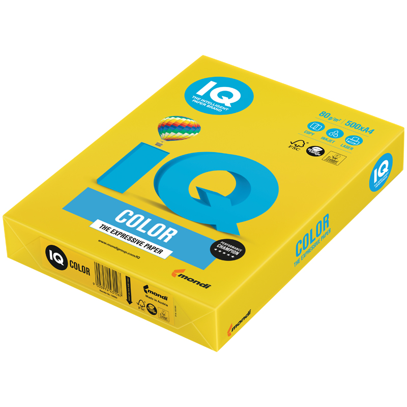 Бумага IQ "Color intensive" А4, 80г/м2, 500л. (ярко-желтый)