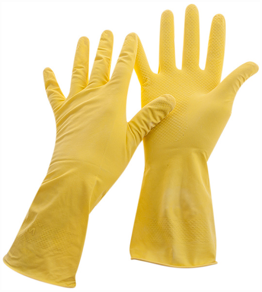 Перчатки резиновые хозяйственные OfficeClean Стандарт+, супер прочные, р.M, желтые, пакет с европодвесом