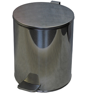 Ведро-контейнер для мусора (урна) Титан, 15л, с педалью, круглое, металл, хром