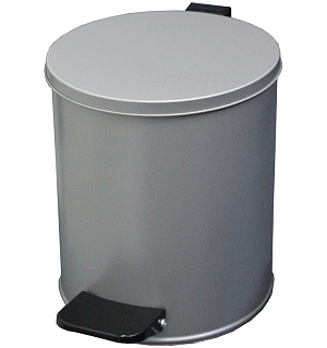 Ведро-контейнер для мусора (урна) Титан, 15л, с педалью, круглое, металл, серый металлик