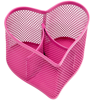 Настольная подставка Berlingo "Steel&Style", металлическая, в виде сердца, 3 секции, розовая