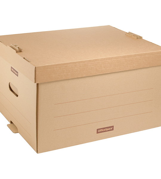Короб архивный OfficeSpace "Универсальный" 26,5*34*44см, надстраиваемый, с крышкой, картон