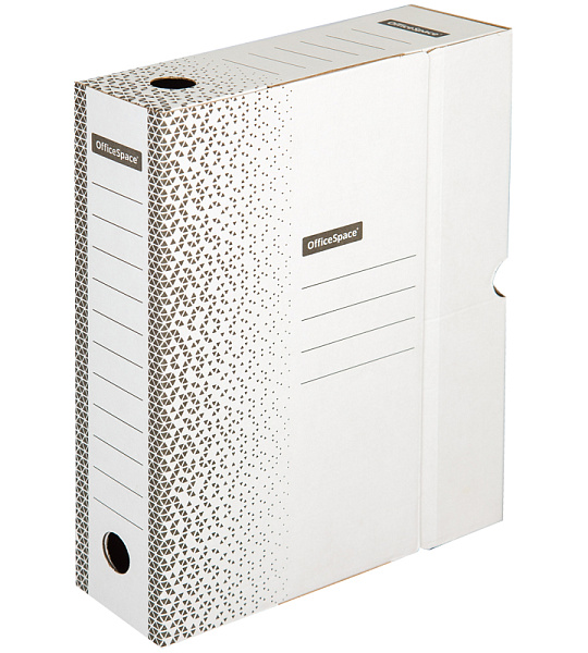 Короб архивный с клапаном OfficeSpace "Standard" плотный, микрогофрокартон, 75мм, белый, до 700л.