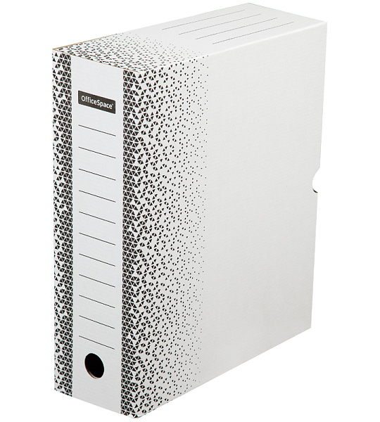 Короб архивный с клапаном OfficeSpace "Standard" плотный, микрогофрокартон, 100мм, белый, до 900л.