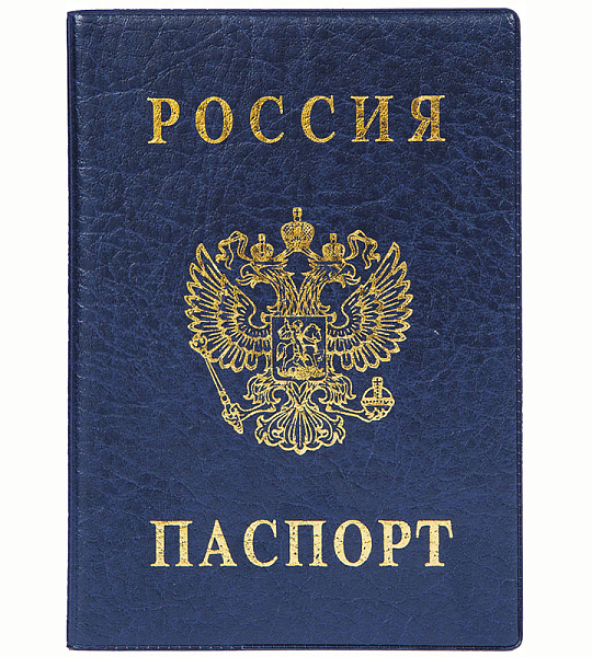 Обложка для паспорта ДПС, ПВХ, тиснение "Герб", синий