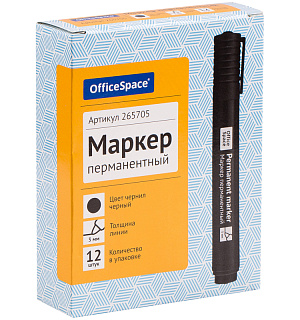 Маркер перманентный OfficeSpace "8004А" черный, пулевидный, 3мм