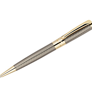 Ручка шариковая Delucci "Allegro" синяя, 1,0мм, корпус золото/оружейный металл, поворот., подарочная упаковка