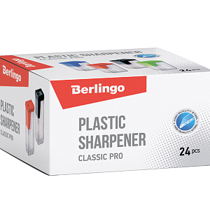 Точилка пластиковая Berlingo "Classic Pro" 1 отверстие, контейнер, ассорти
