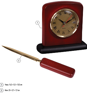 Набор настольный Delucci 8 предметов, красное дерево, часы