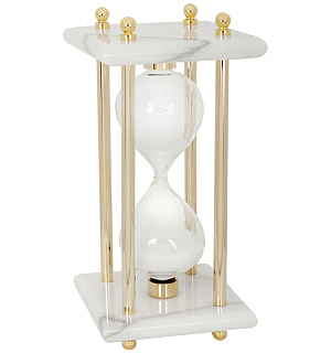 Набор настольный подарочный Delucci, 6 предметов, белый мрамор с золотой отделкой, часы в комплекте