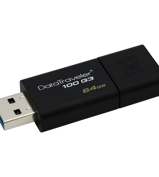 Память Kingston "DT100G3"  64GB, USB 3.0 Flash Drive, черный