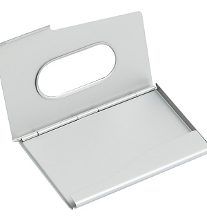 Визитница карманная Delucci из алюминия серебристого цвета, легкий доступ, подарочная упаковка