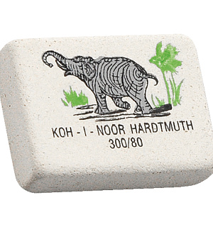 Ластик Koh-I-Noor "Elephant" 300/60, прямоугольный, натуральный каучук, 31*21*8мм, цветной
