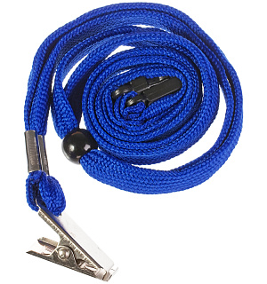 Шнурок для бейджей OfficeSpace, разъемные, 45см, с металл клипсой, синий