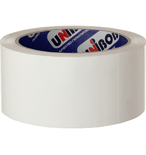 Клейкая лента упаковочная Unibob, 48мм*66м, 45мкм, белая