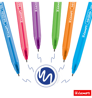Ручка шариковая Luxor "InkGlide 100 Icy" синяя, 0,7мм, трехгран., корпус ассорти