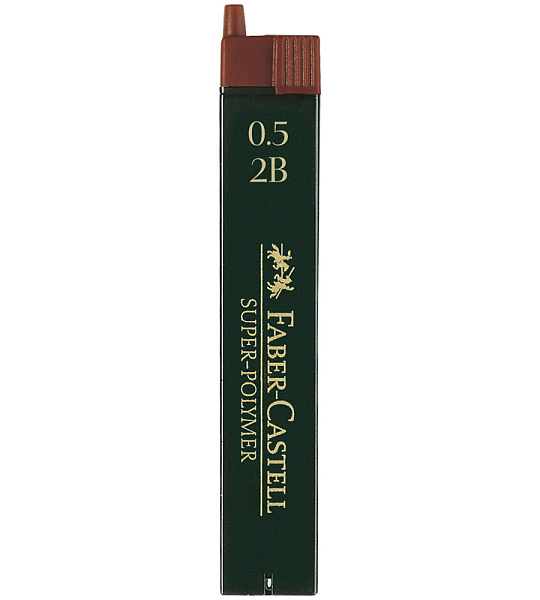 Грифели для механических карандашей Faber-Castell "Super-Polymer", 12шт., 0,5мм, 2B