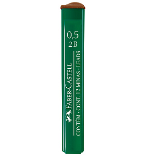 Грифели для механических карандашей Faber-Castell "Polymer", 12шт., 0,5мм, 2B