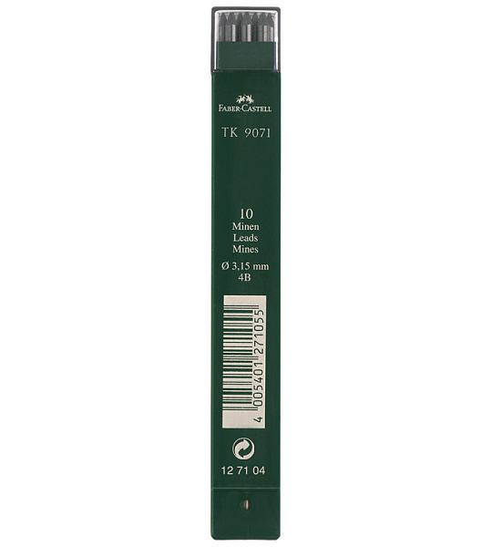 Грифели для цанговых карандашей Faber-Castell "TK 9071", 10шт., 3,15мм, 4B