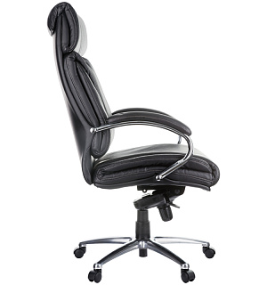 Кресло руководителя Helmi HL-ES04 "Strength" повыш. прочности, кожа черная, мультибл, хром, до 250кг
