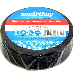 Изолента Smartbuy, 15мм*10м, 130мкм, черная, инд. упаковка