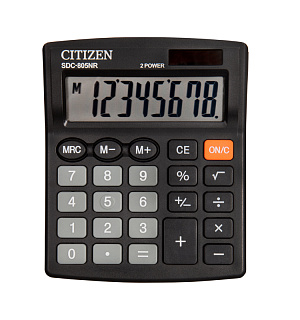 Калькулятор настольный Citizen SDC-805NR, 8 разр., двойное питание, 105*120*21мм, черный