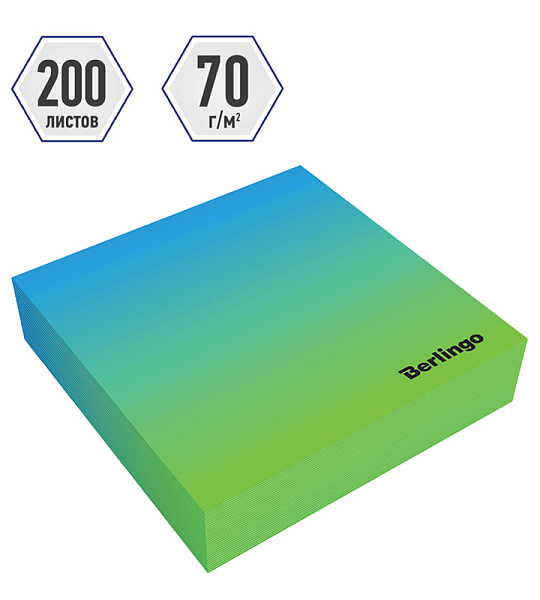Блок для записи декоративный на склейке Berlingo "Radiance" 8,5*8,5*2см, голубой/зеленый, 200л.