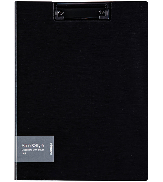 Папка-планшет с зажимом Berlingo "Steel&Style" A4, пластик (полифом), черная