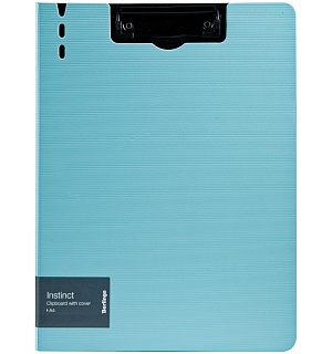 Папка-планшет с зажимом Berlingo "Instinct" A4, пластик (полифом), аквамарин/черный