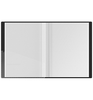 Папка с 20 вкладышами Berlingo "DoubleBlack", 17мм, 600мкм, черная, с внутр. карманом, с рисунком