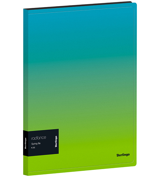 Папка с пружинным скоросшивателем Berlingo "Radiance", 17мм, 600мкм, с внутр. карманом, голубой/зеленый градиент