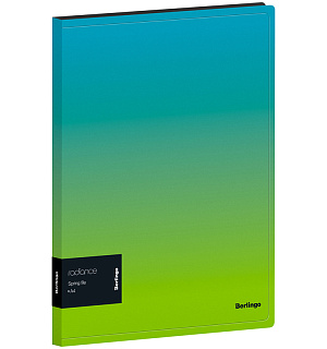 Папка с пружинным скоросшивателем Berlingo "Radiance", 17мм, 600мкм, с внутр. карманом, голубой/зеленый градиент
