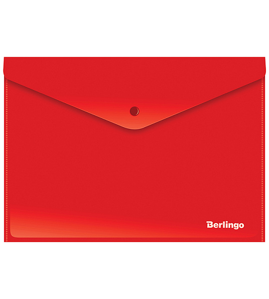 Папка-конверт на кнопке Berlingo, А4, 180мкм, непрозрачная, красная