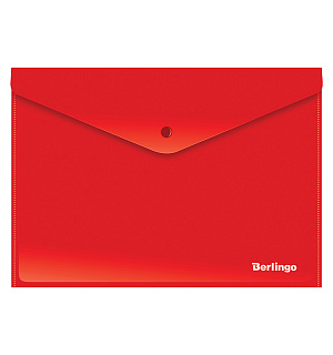 Папка-конверт на кнопке Berlingo, А4, 180мкм, непрозрачная, красная
