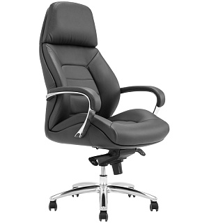 Кресло руководителя Helmi HL-ES08 "Monolith", повышенной прочности, экокожа черная, мультиблок, алюминий, до 250кг