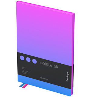 Записная книжка А5 80л., кожзам, Berlingo "Radiance", черный срез, розовый/голубой градиент