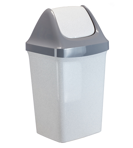 Ведро-контейнер для мусора (урна) Idea "Свинг", 15л, качающаяся крышка, пластик, мраморный