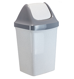 Ведро-контейнер для мусора (урна) Idea "Свинг", 25л, качающаяся крышка, пластик, мраморный