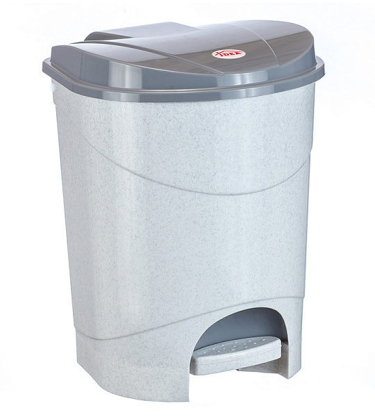Ведро-контейнер для мусора (урна) Idea, 19л, с педалью, пластик, мраморный
