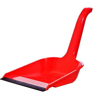 Совок для мусора OfficeClean, высокая ручка, с резиновой кромкой, ширина 23см, пластик, красный
