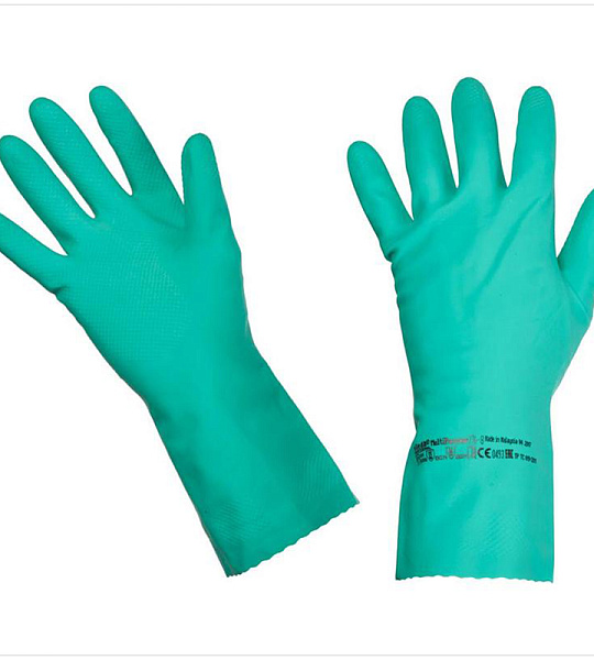 Перчатки резиновые Vileda Professional "Многоцелевые", р.XL, зеленый, пакет